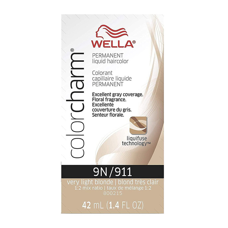 Wella, Color Charm Liquid Permanent Hair Color 9N by 911 Very Light Blonde, 1.4 Oz