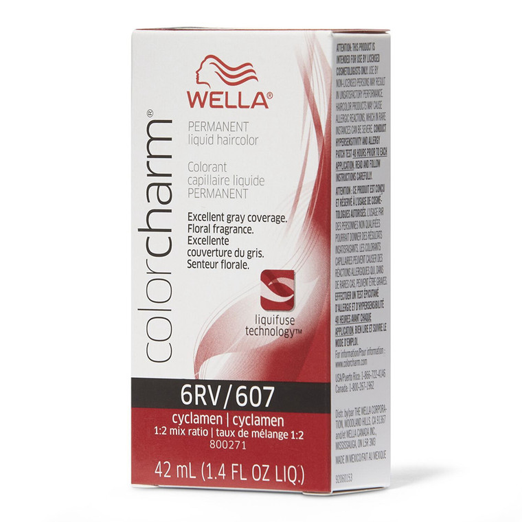 Wella Charm Liquid Permanent Liquid Hair Color, 6RV by 607 Cyclamen, 1.4 Oz