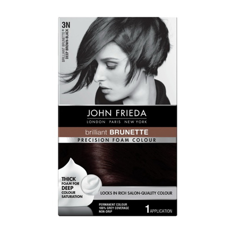 John Frieda Precision 3N Foam Permanent Hair Color, Deep Brown Black, 1 Kit