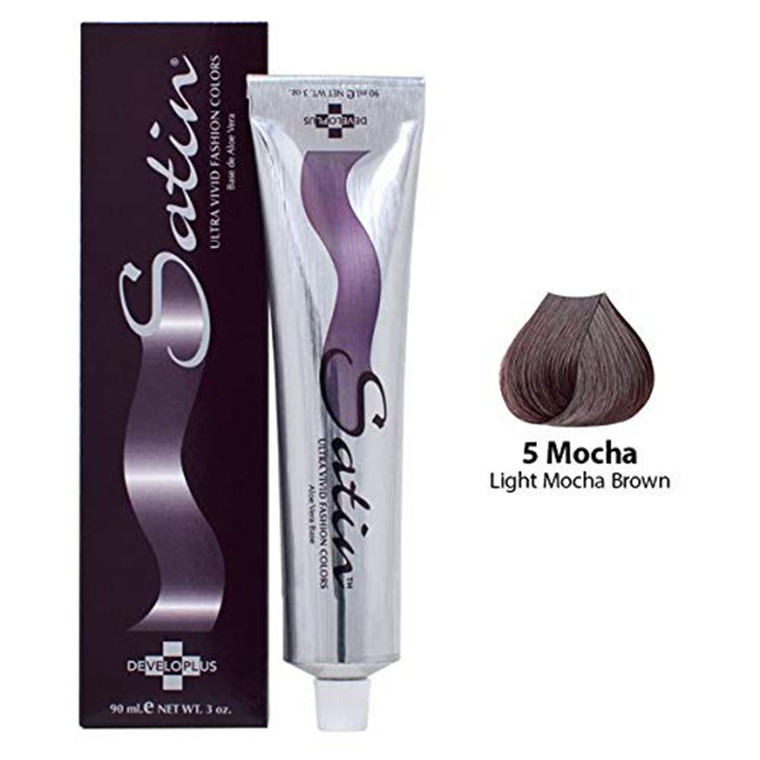 Developlus Satin Hair Color 5 Mocha Light Brown Vibrant Color Formula 3Oz (90ml)