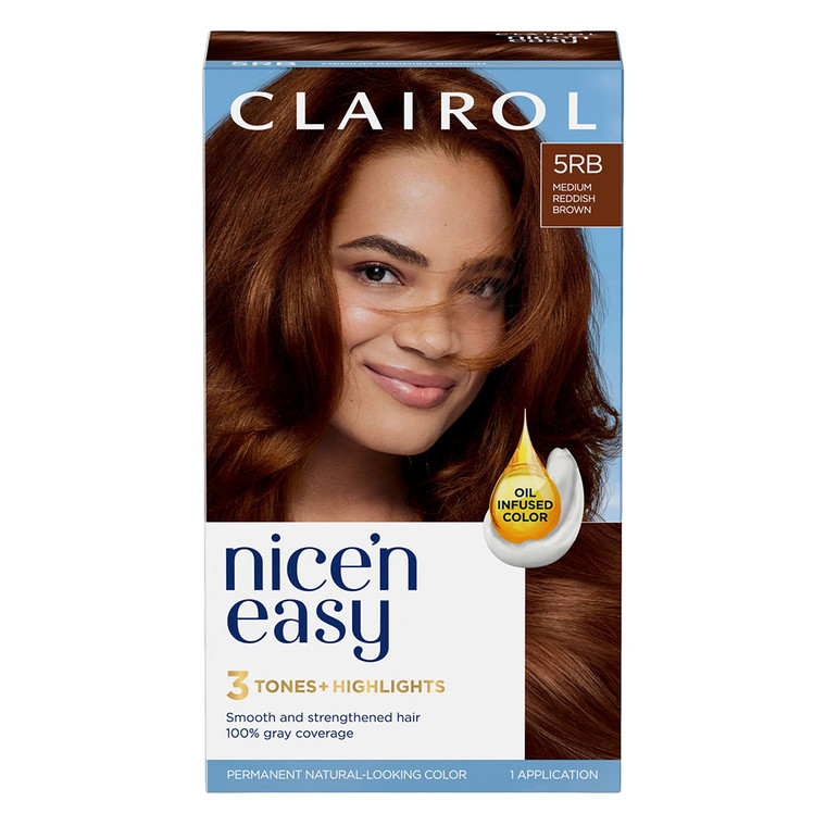 Clairol Nice N Easy 5RB Medium Reddish Brown Permanent Natural Looking Hair Color for Gray Coverage 1Ea