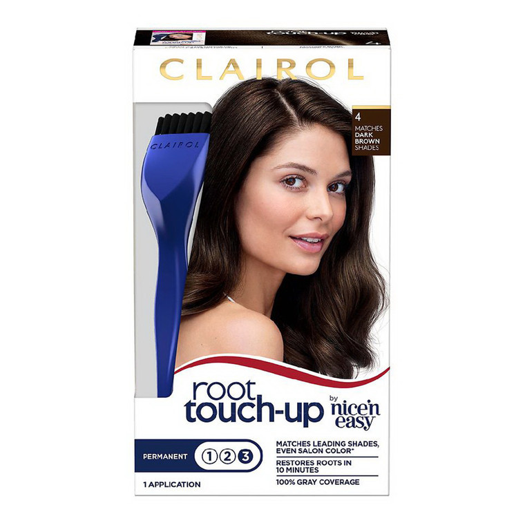 Clairol Nice N Easy Root Touch-Up, Hair Color, Dark Brown #4 - Kit