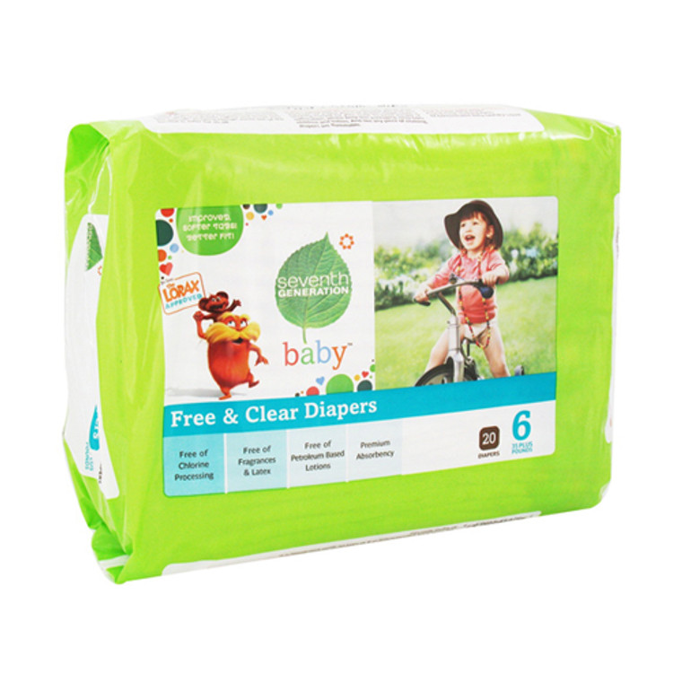 Seventh Generation Free And Clear Baby Diapers Stage 6 (35 Plus Lbs) - 20 Ea, 4 Pack