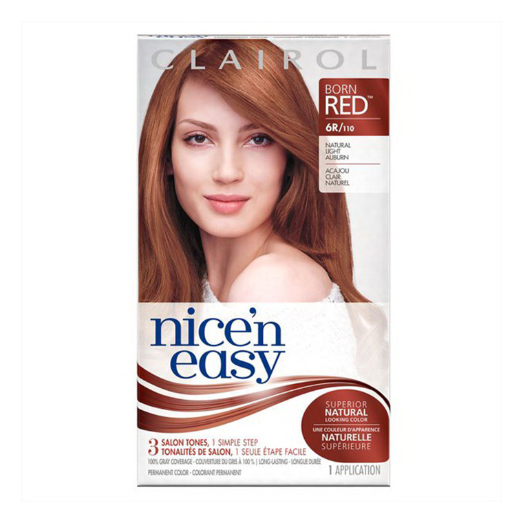Clairol Nice N Easy Natural Light Auburn #110 Permanent Hair Color, Kit