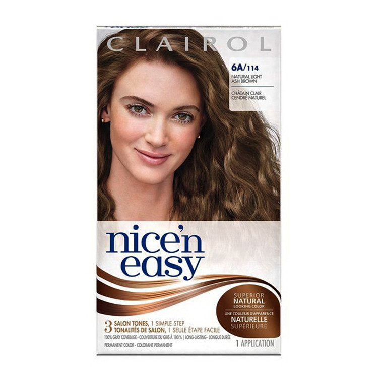 Clairol Nice N Easy Natural Light Ash Brown #114 Permanent Hair Color, Kit