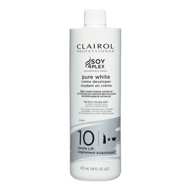 Clairol Professional Pure White 10 Volume Creme Developer for Gentle Even Hair Lightening 16Oz (473ml)