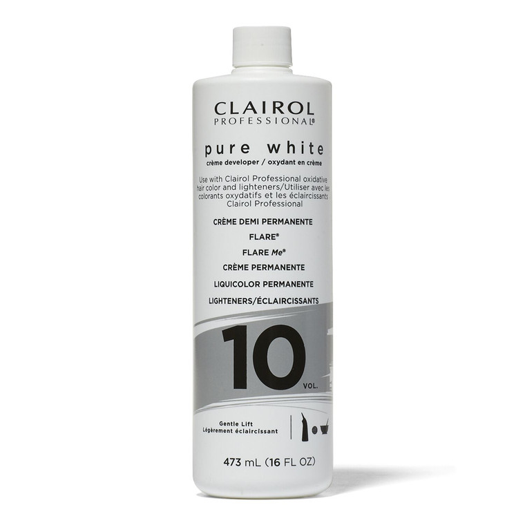 Clairol Professional Pure White 10 Volume Gentle Lift Creme Developer for Smooth Even Hair Color Results 16Oz (473ml)