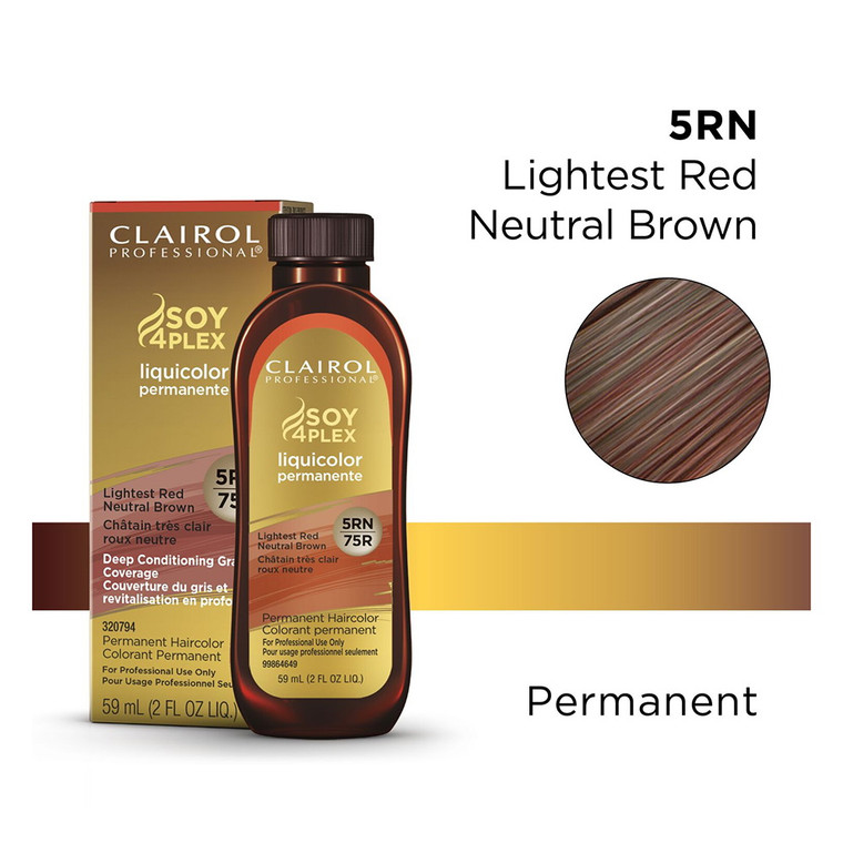 Clairol Professional Soy4Plex 5RN/75R Lightest Red Neutral Brown Liquicolor Permanent Hair Color, 2 Oz