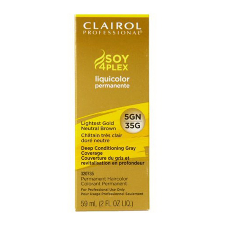 Clairol Professional Soy4Plex 5GN/35G Lightest Gold Neutral Brown Liquicolor Permanent Hair Color, 2 Oz