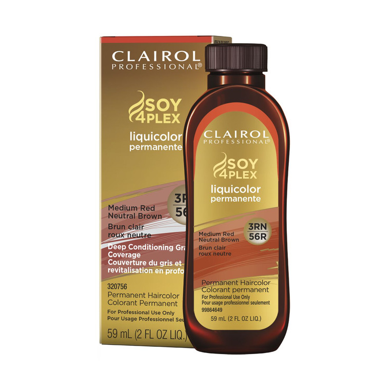 Clairol Professional 3RN/56R Medium Red Neutral Brown Liquicolor Soy4Plex Permanent Hair Color, 2 Oz