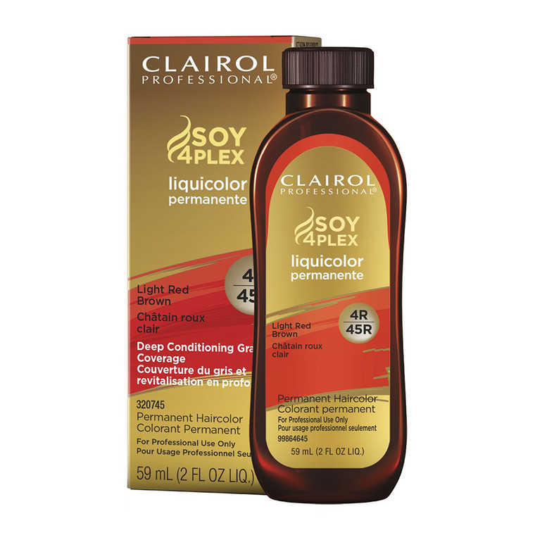 Clairol Professional Soy4plex 4R/45R Light Red Brown Liquicolor Permanent Hair Color, 2 Oz