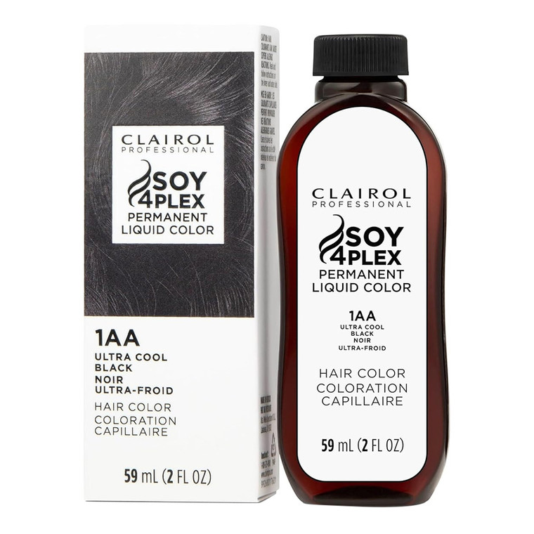 Clairol Professional Soy4plex 1AA Ultra Cool Black Liquid Permanent Hair Color 2Oz (59ml)
