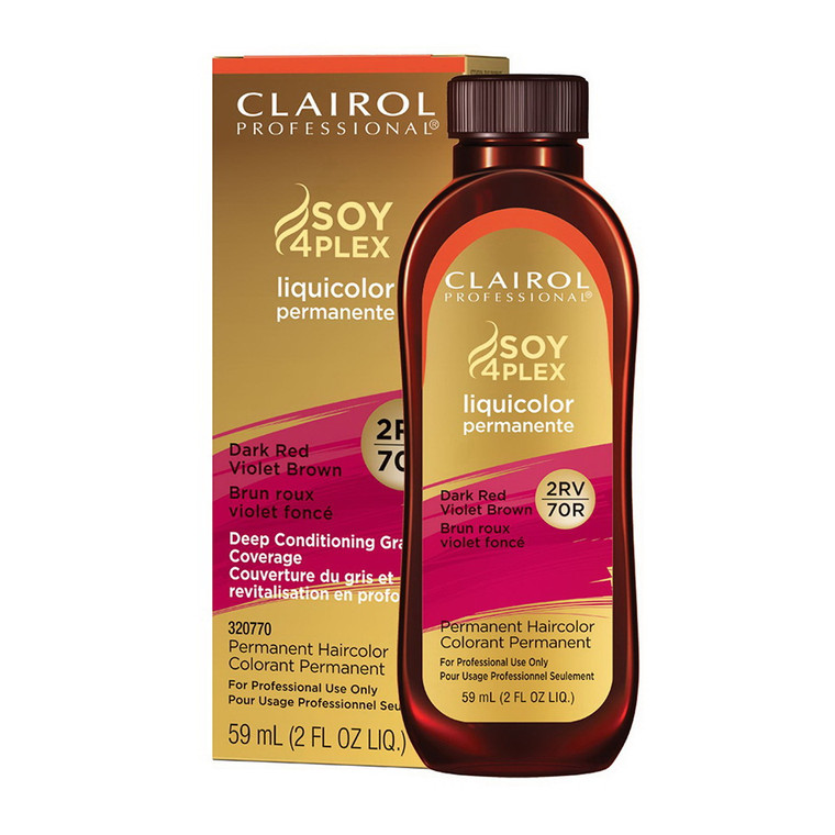 Clairol Professional Soy4plex 2RV/70R Dark Red Violet Brown Liquicolor Permanent Hair Color, 2 Oz