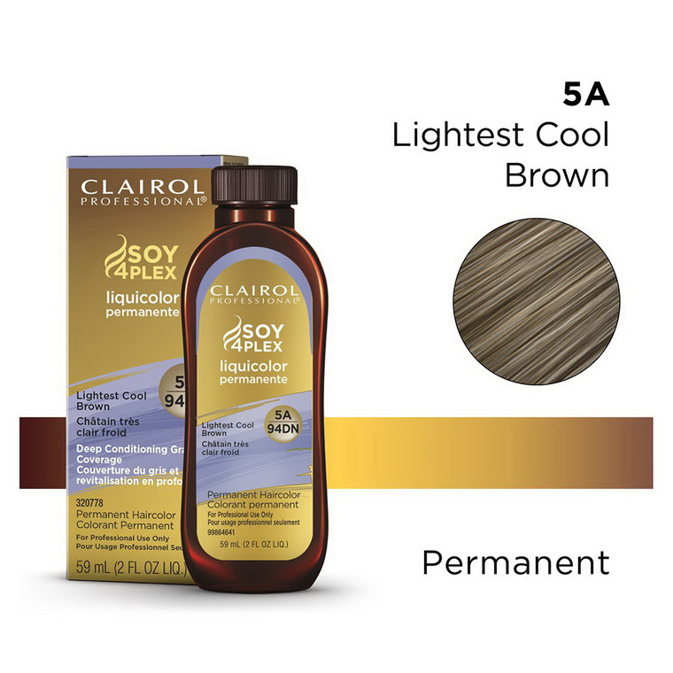 Clairol Professional Soy4plex 5A/94DN Lightest Cool Brown Permanent Hair Color, 2 Oz