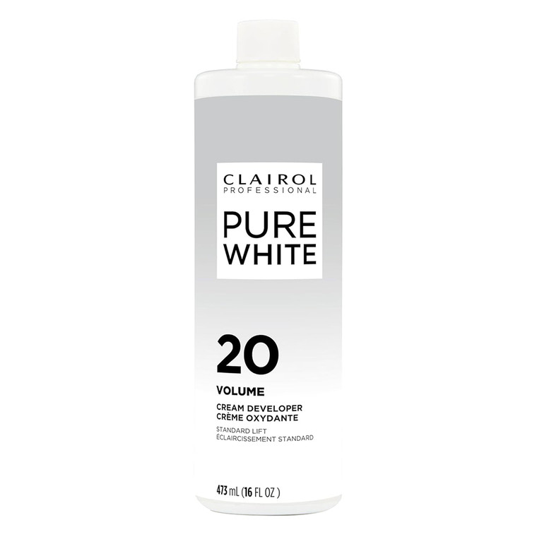 Clairol Professional Pure White Creme Developer 20 Standard Lift for Lightening and Gray Coverage 16Oz (473ml)