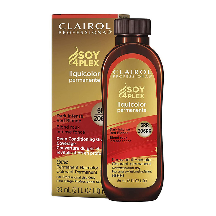 Clairol Professional Soy4plex Liquicolor Permanent Hair color, 6RR/206RR Dark Intense Red Blonde, 2 Oz