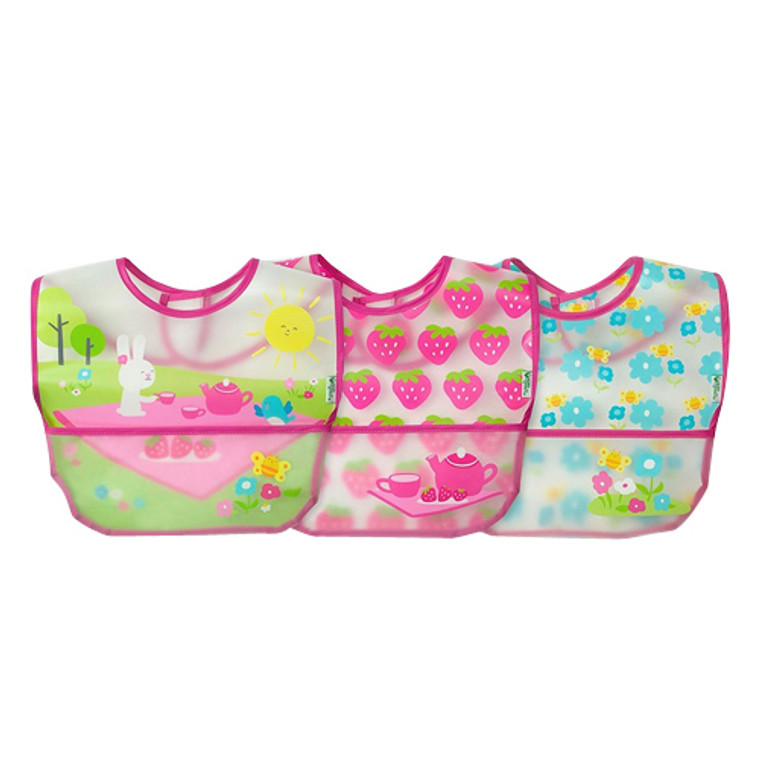 Green Sprouts Wipe Off Bibs For 9-18 Months, Pink Picnic Set, 3 Ea