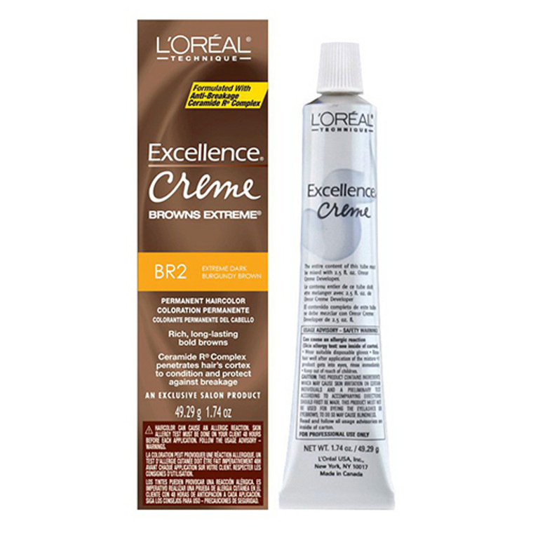 Loreal Excel Creme Extreme Browns BR 2 Dark Burgndy Brown, 1.74 Oz