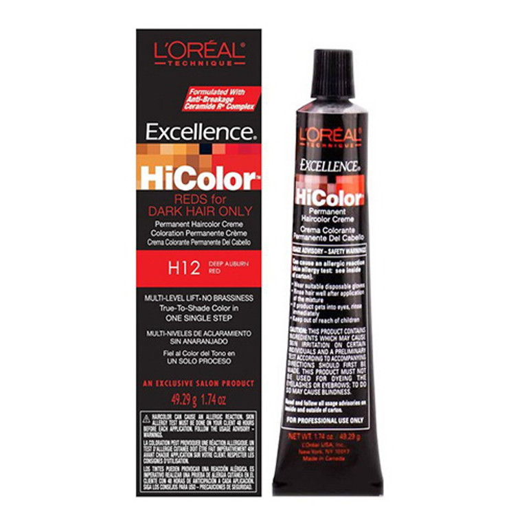 Loreal Excel Hicolor H12 Tube Deep Auburn Red, 1.74 oz