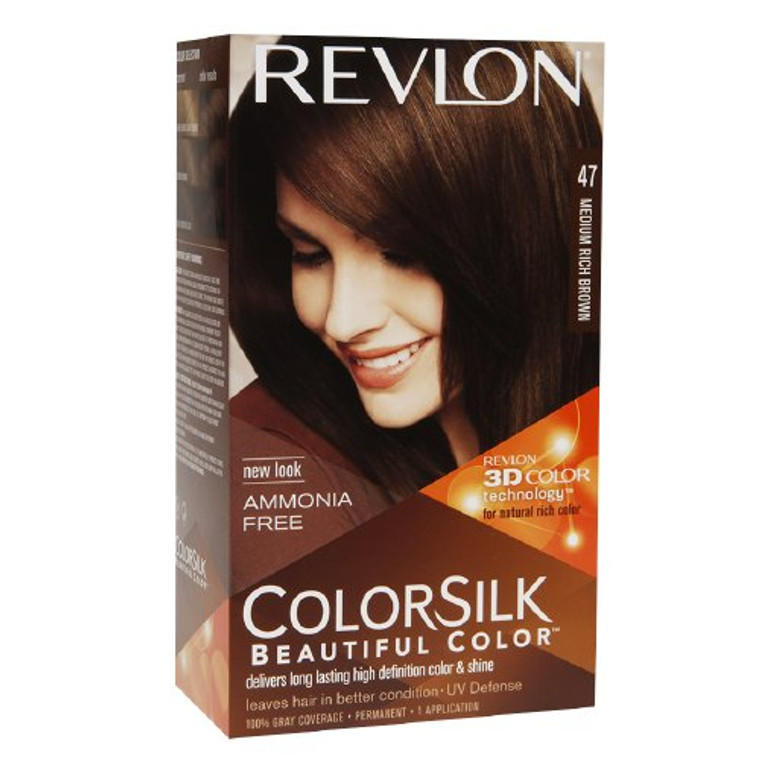 Colorsilk By Revlon, Ammonia-Free Permanent Haircolor, Medium Rich Brown #47 - 1 Ea