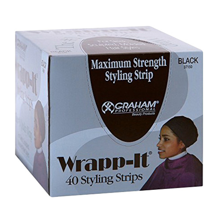 Graham Professional Maximum Strength Wrapp-It Styling Strips, Black For Sleek Sculpted, Molded Hair Styles, 40 Ea