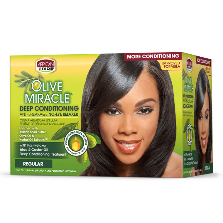 African Pride Olive Miracle Deep Conditioning Anti Breakage Relaxer Hair Kit, 1 Ea