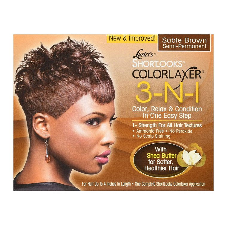 Lusters Shortlooks Hair Color Relaxer Kit, 3N1 Brown, 1 Ea