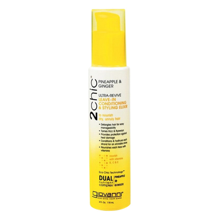 Giovanni 2chic Ultra Revive Leave In Hair Conditioning and Styling Elixir with Pineapple and Ginger, 4 Oz