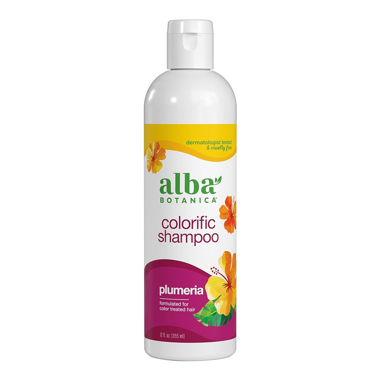Alba Botanica Colorific Shampoo Plumeria Color Treated for Softer and Smoother Hair 12Oz (340g)
