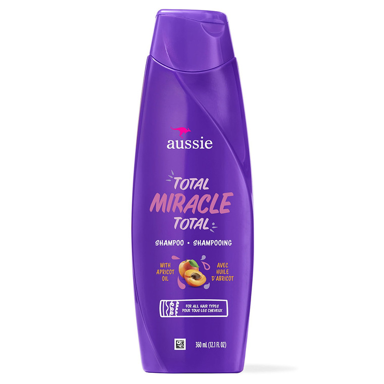Aussie Total Miracle 7 N 1 Shampoo for Moisturizing Strengthening Smoothing Detangling Adding Shine Softening and Protecting Hair 12.1Oz (360ml)