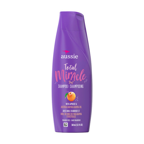 Aussie Total Miracle 7 N 1 Shampoo for Moisturizing Strengthening Smoothing Detangling Adding Shine Softening and Protecting Hair 12.1Oz (360ml)