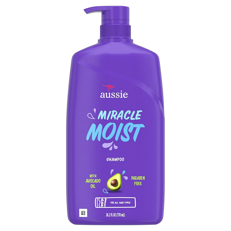 Aussie Miracle Moist Shampoo for Deep Moisture Softening and Revitalizing Dry Hair 26.2Oz (778ml)