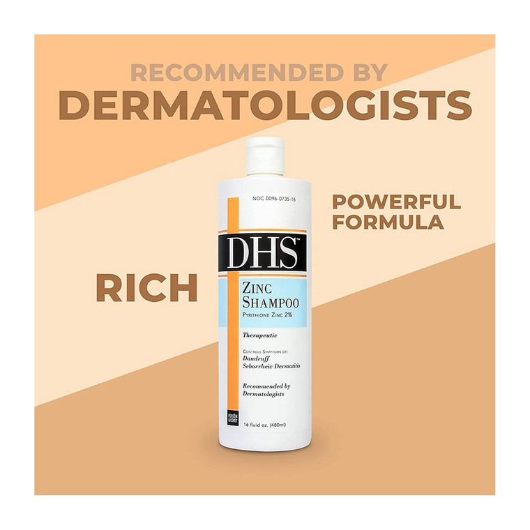 DHS Zinc Hair Shampoo Controls Dandruff, 16 Oz