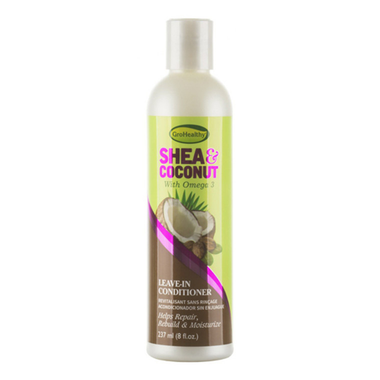 GroHealthy Shea and Coconut Leave In Hair Conditioner, 8 Oz