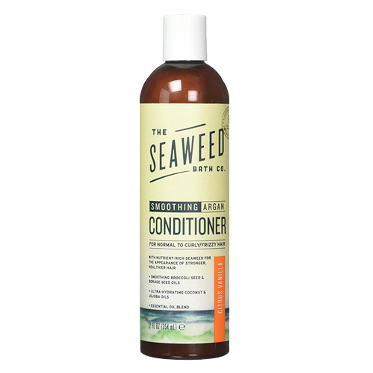 The Seaweed Bath Co Natural Smoothing Argan Hair Conditioner For Normal to Curly and frizzy Hair, Citrus Scent, 12 Oz