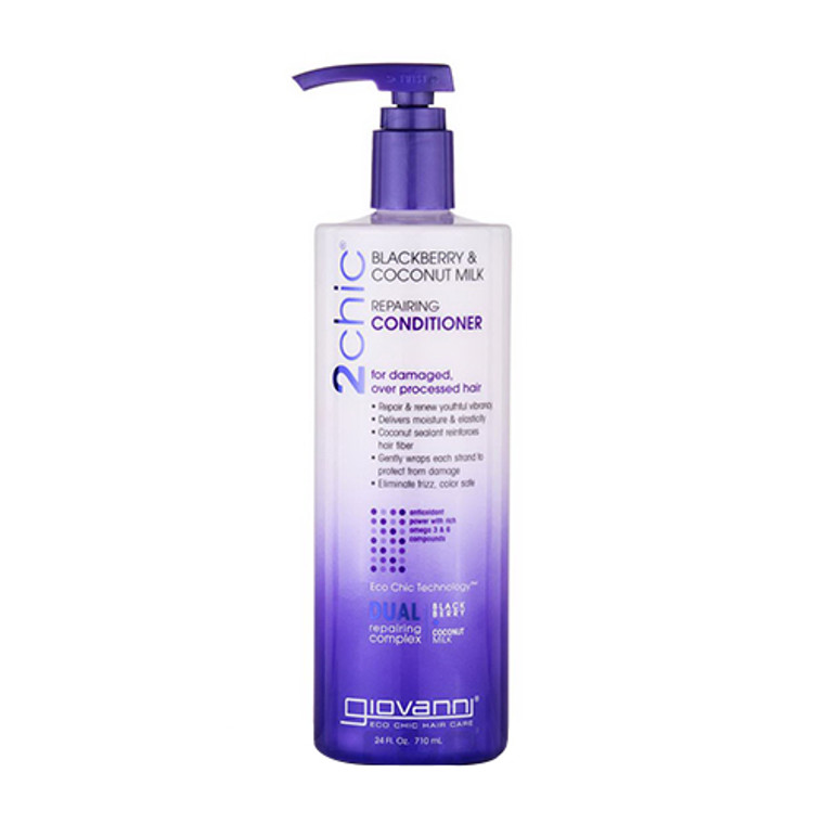 Giovanni 2chic Repairing Hair Conditioner for Damaged Over Processed Hair, Blackberry and Coconut Milk, 24 Oz