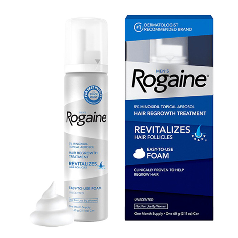 Mens Rogaine 5% Minoxidil Topical Aerosol Hair Regrowth Treatment Unscented, One Month Supply - 2.11 Oz