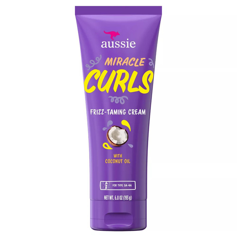 Aussie Miracle Curls Frizz Taming Cream for Controlling Frizz Defining and Moisturizing Curls 6.8Oz (193g)