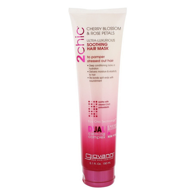 Giovanni 2chic Ultra Luxurious Soothing Hair Mask, Cherry Blossom and Rose Petals, 5.1 Oz