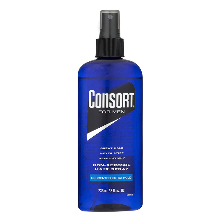 Consort For Men Hair Spray, Extra Hold, Unscented, Non-Aerosol, 8 Oz