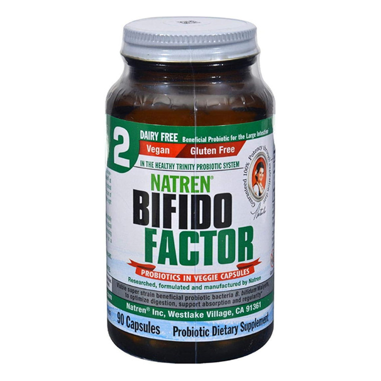Natren Bifido Factor Dairy Free Probiotic Veg Capsules Support Healthy Function and Regularity 90Ea