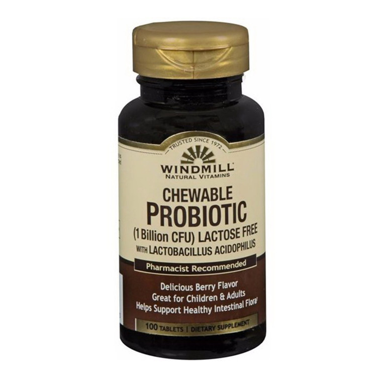 Windmill Chewables Probiotic Lactose Free Tablets, Berry, 100 ea