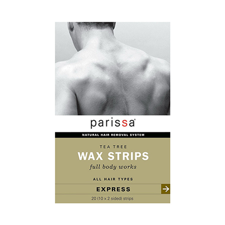 Parissa Mens Natural Hair Removal Wax Strips Tea Tree, 20 Strips