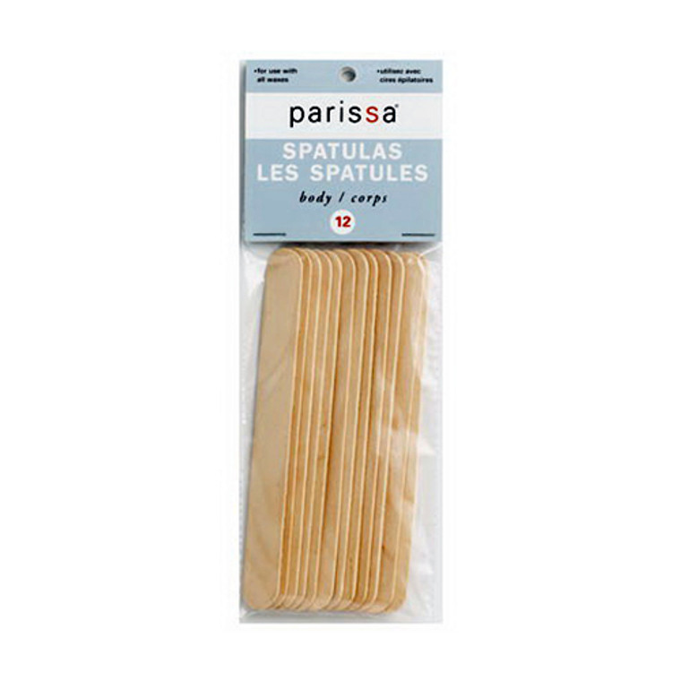 Parissa Hair Removal Wooden Spatulas, Large, 12 ea