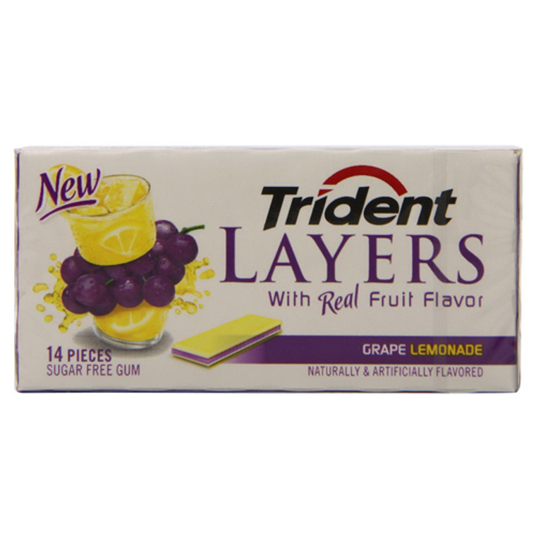Trident Layers Sugar Free Gum, Grape Lemonade - 14 Ea, 12 Pack