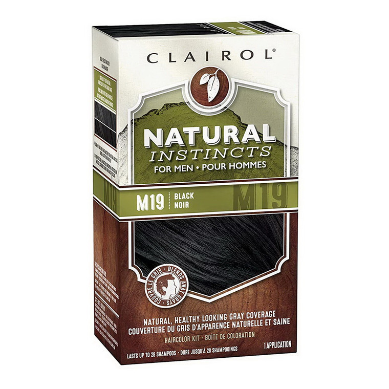 Clairol Natural Instincts Hair Color for Men, M19 Black, 1 Kit