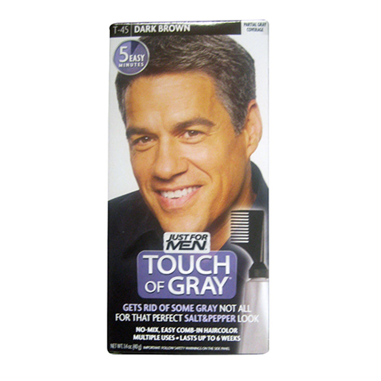 Just For Men Touch Of Gray Hair Color, Dark Brown Gray #4137 - Kit