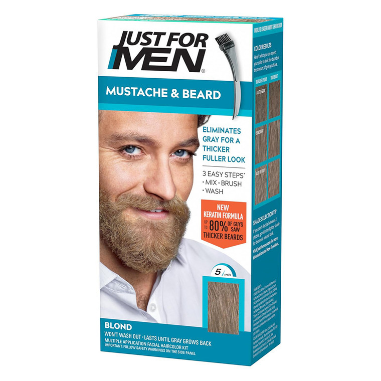 Just For Men Mustache and Beard Brush In Color Gel Blond with Keratin Formula 1Ea