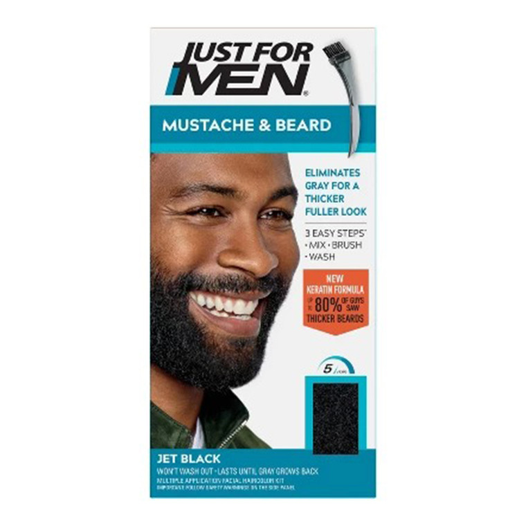 Just For Men Mustache and Beard M60 Jet Black Eliminates Gray for a Thicker Fuller Look 1Ea