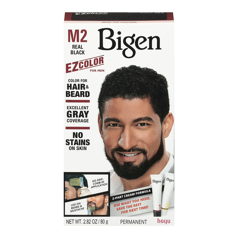 Bigen EZ Color for Men Hair and Beard M2 Real Black with No Ammonia 2.82Oz (80g)